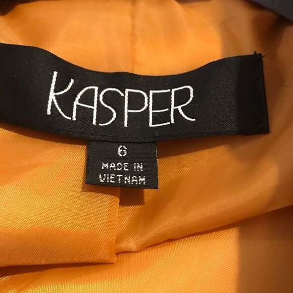 Kasper Blazer Women's Size 6 Gold/Yellow Pointed Collar Pockets Button Front - Picture 6 of 7
